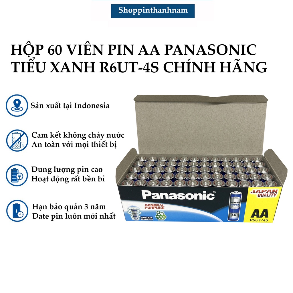 Hộp 60 viên pin AA Panasonic tiểu xanh chính hãng