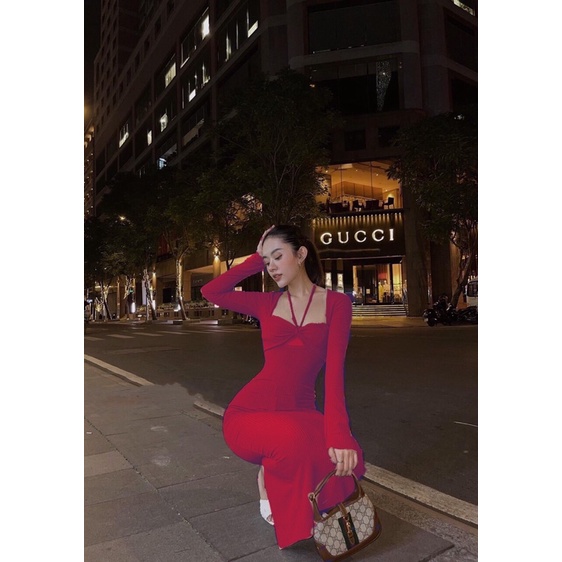 Đầm body dài tay dáng dài mặc được 2 kiểu-Dưới 52kg | BigBuy360 - bigbuy360.vn