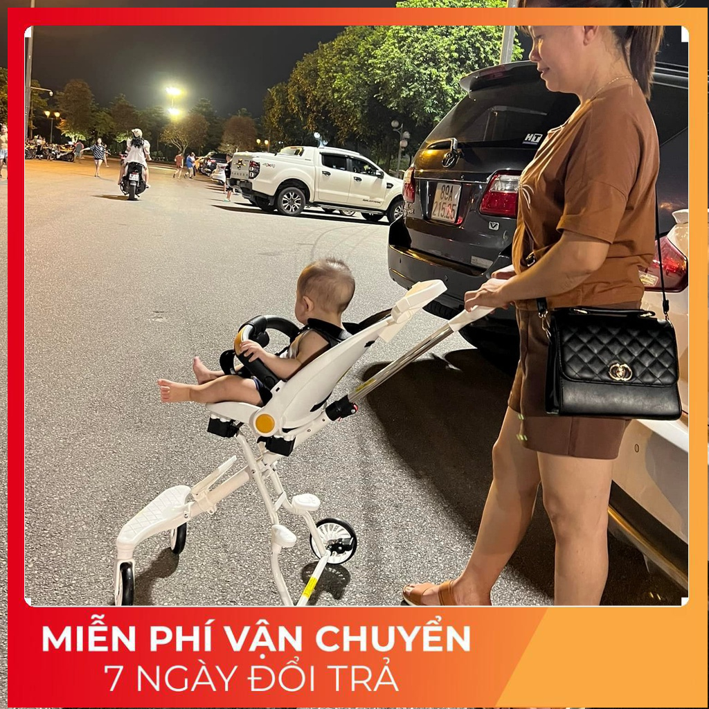 Xe Đẩy gấp gọn NGẢ SÂU 360 - M8 2 chiều 2 Tư Thế Cho Bé Gấp Gọn KÈM ĐỆM VÀ Ô CC