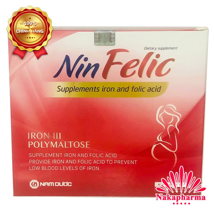 ✅ Viên uống NinFelic - Bổ sung sắt và acid folic, ngừa thiếu máu do thiếu sắt | Nin Felic