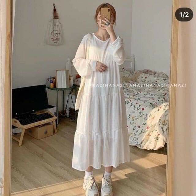 [RẺ VÔ ĐỊCH] Váy Trắng Bánh Bèo Voan Tầng, Đầm Vintage | BigBuy360 - bigbuy360.vn