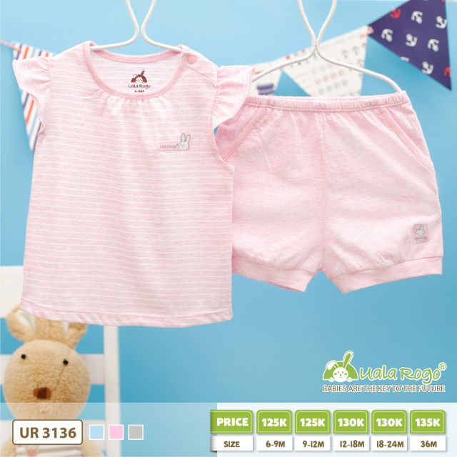 (Uala)Bộ ba lỗ cotton kẻ nhỏ 6m đến 36m