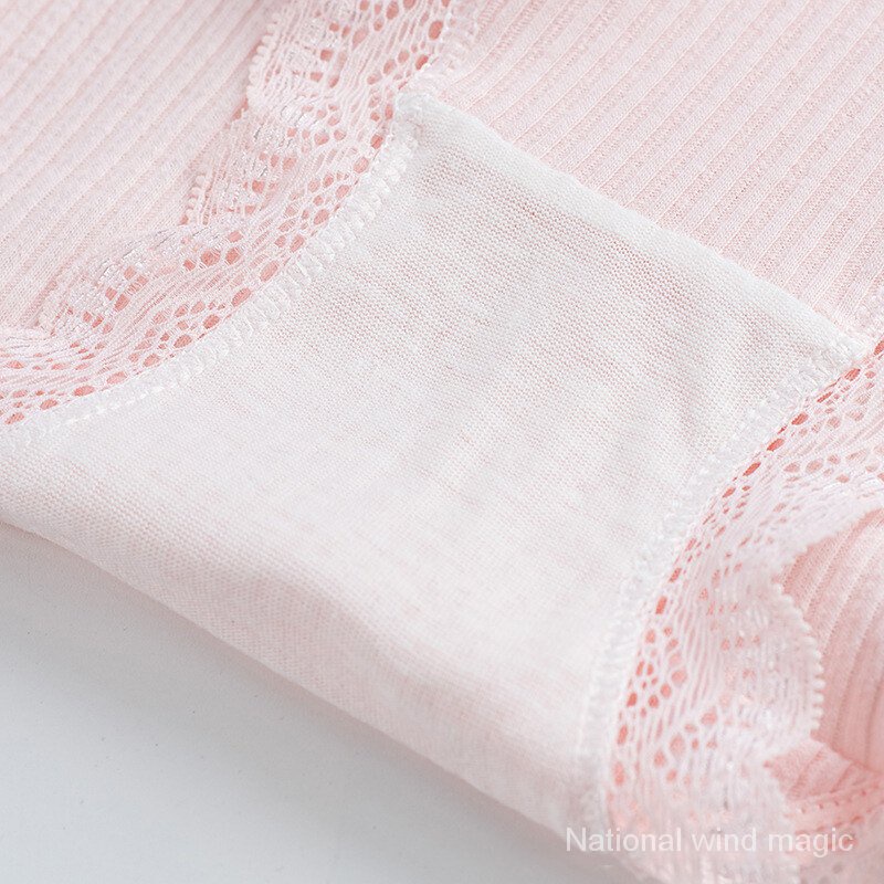 Quần lót cotton lưng cao viền ren thoáng khí cho nữ
 | BigBuy360 - bigbuy360.vn