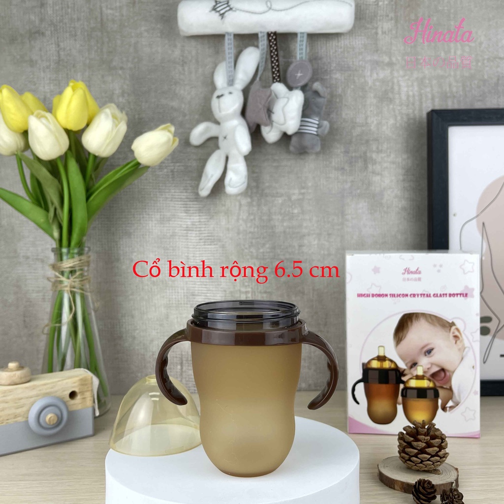 Bình sữa Silicon chống sặc HINATA - Núm ti mềm, bé hợp tác ngay lần đầu sử dụng BS03