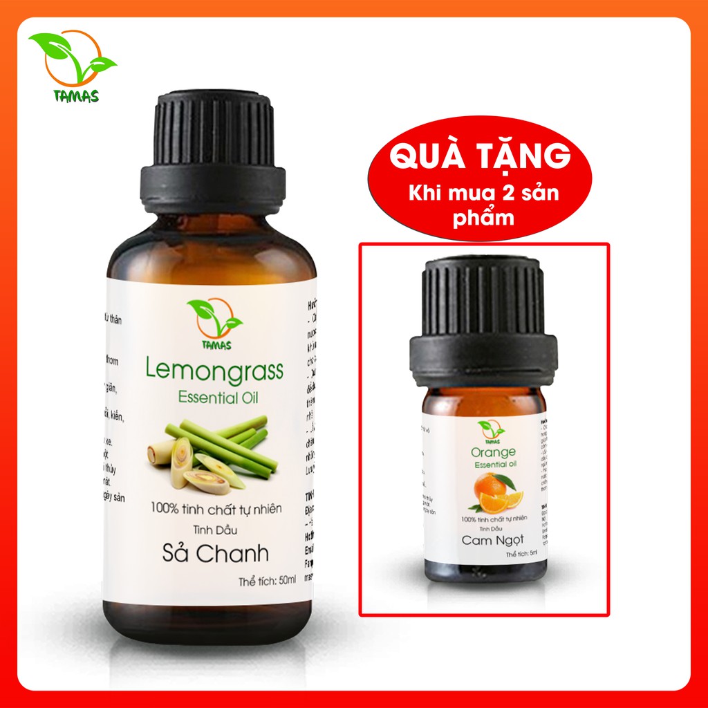 Tinh dầu Sả Chanh 50ml nguyên chất TAMAS, Tinh dầu thơm phòng, treo xe Ô tô, dùng cho đèn xông, máy khuếch tán tinh dầu