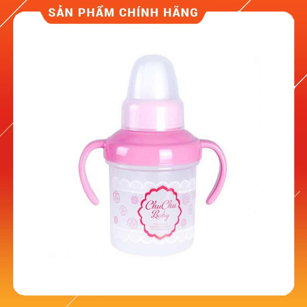 Cốc tập uống nước ChuChubaby (200ml) 5m+ màu hồng bé gái. Đầu hút mềm, tốt cho nướu của bé.