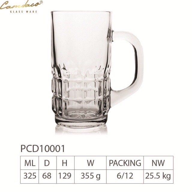 Bộ 6 ly thủy tinh có quai 325ml