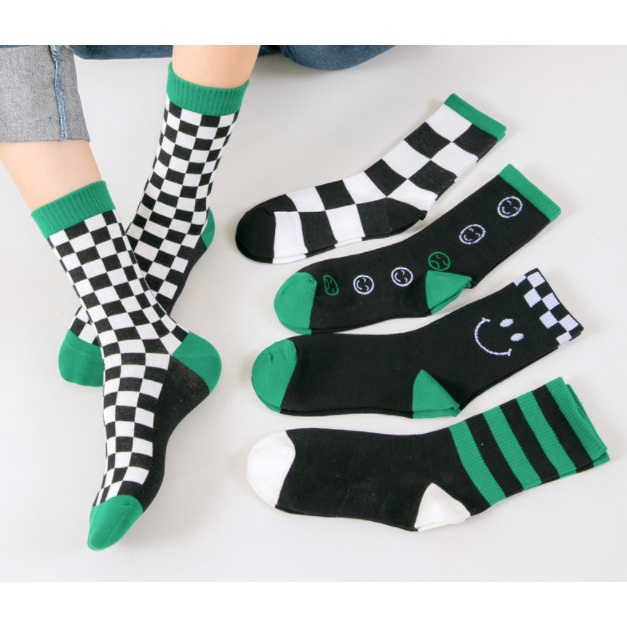 Vớ XANH mặt cười cao cổ Nam Nữ phong cách thể thao, trẻ trung, năng động.