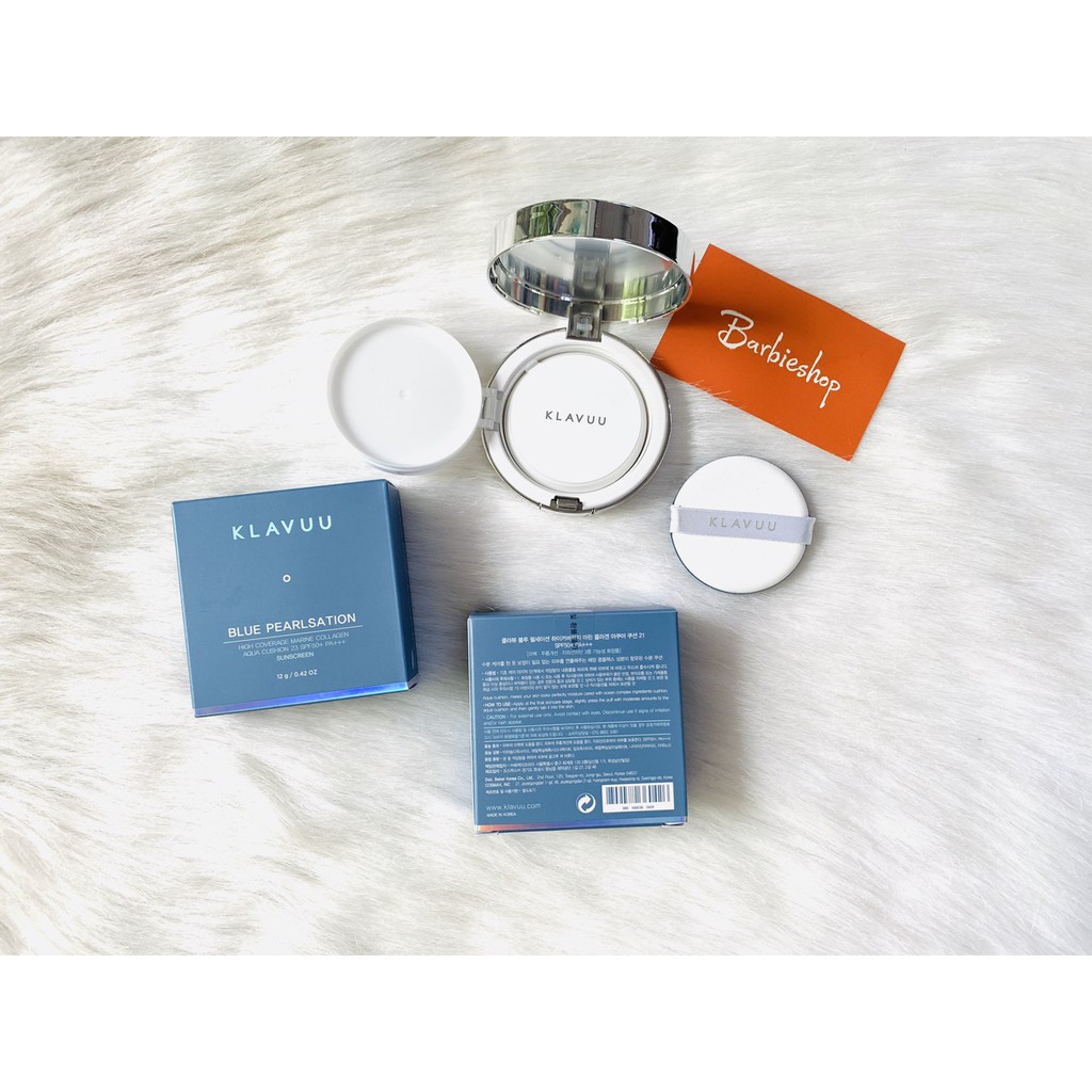 PHẤN NƯỚC KLAVUU BLUE PEARLSATION HIGH COVERAGE MARINE COLLAGEN AQUA CUSHION - Xanh | BigBuy360 - bigbuy360.vn