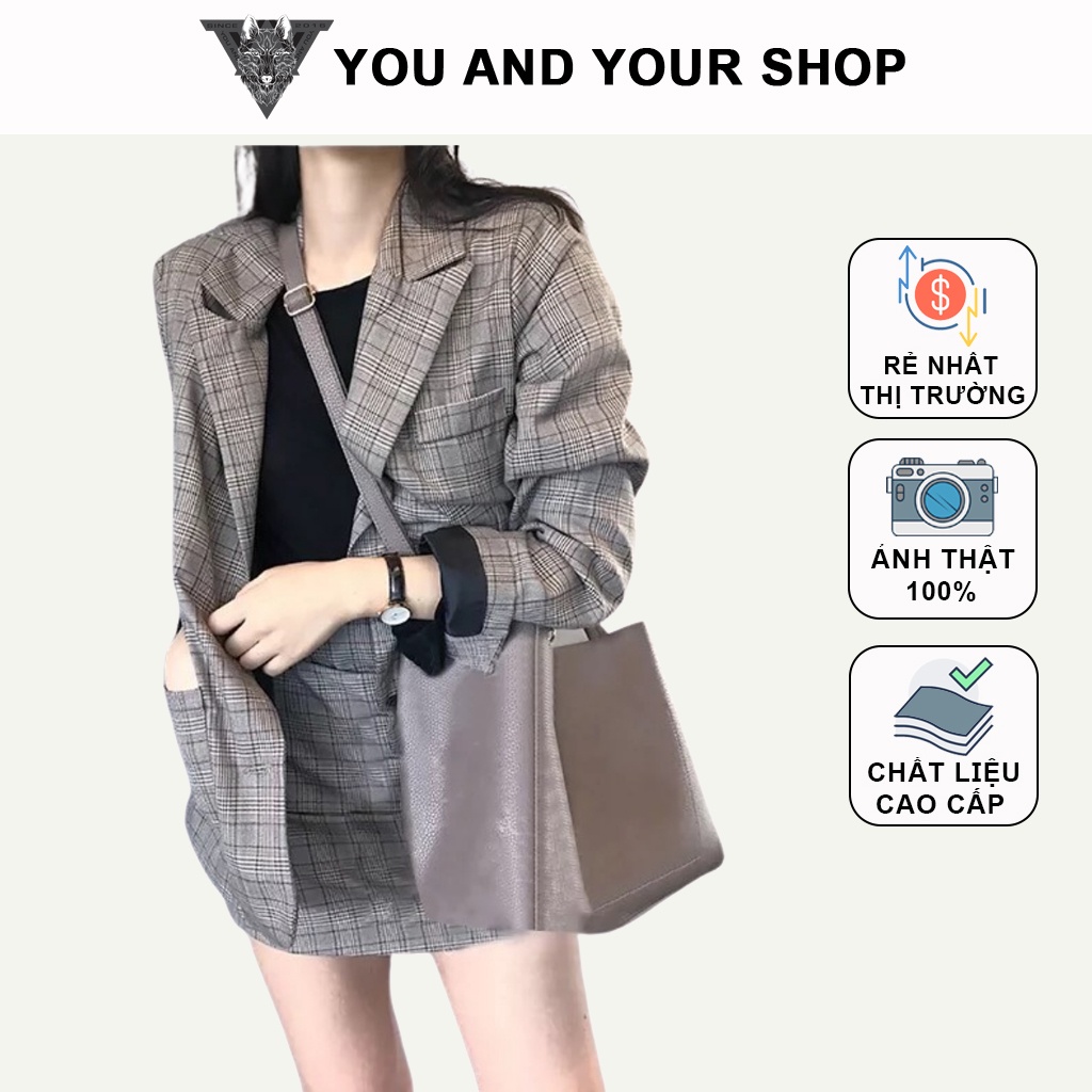 Set caro blazer (gồm áo vest + chân váy) CARO YAYSHOP cá tính năng động (hình thật )