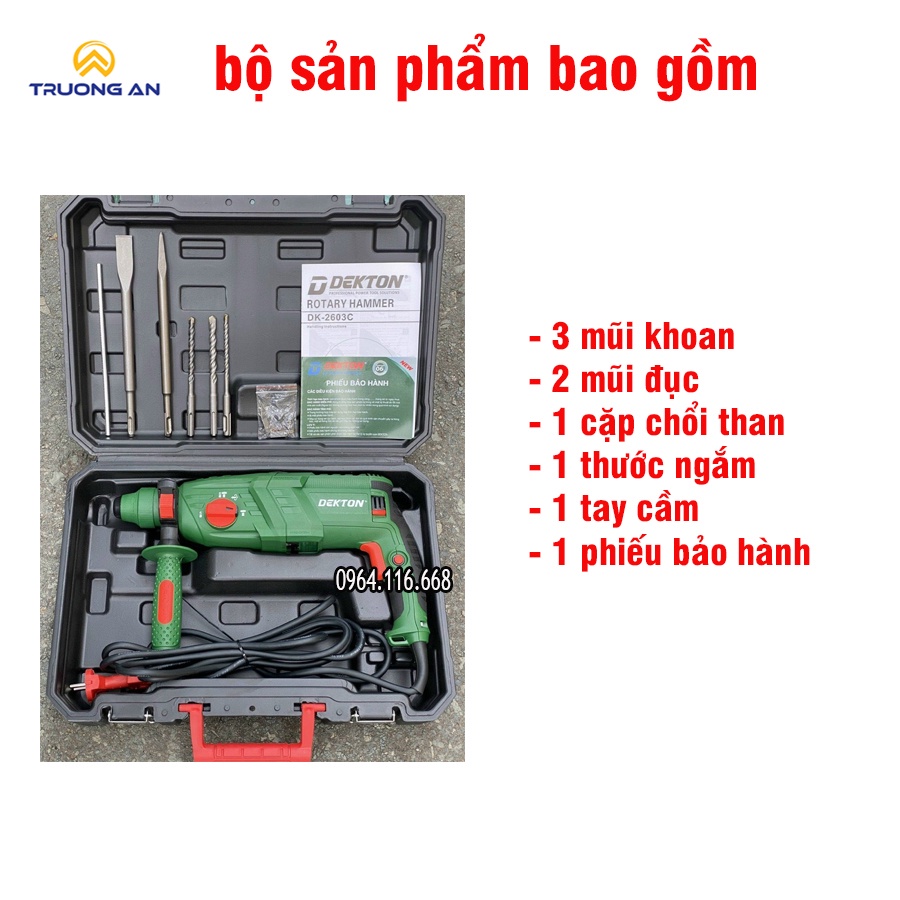 Máy khoan đục bê tông 3 chức năng Dekton DK 2603C công suất 1050W