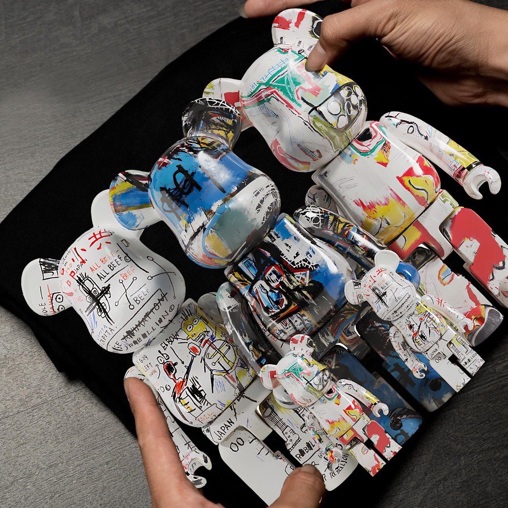 Áo thun cotton hình gấu nhiều màu bearbrick hai màu trắng đen, áo gấu nhiều màu, áo phông đen trắng Béo Shop