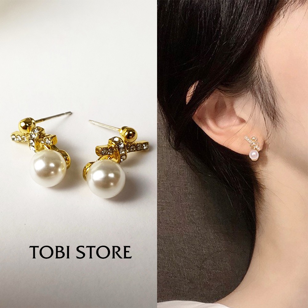 Khuyên tai nữ TOBI STORE nhiều kiểu dáng bông tai dễ thương đính ngọc mạ vàng đáng yêu kiểu tròn, dài, nụ