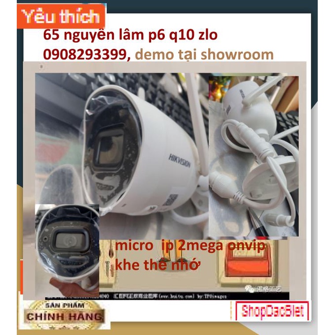 Camera wifi ngoài trời 2MP có mic, HIKVISION DS-2CV1021G1-IDW 1021G1, tách từ KIT, kèm nguồn (chính hãng) KHÔNG CÓ VỎ