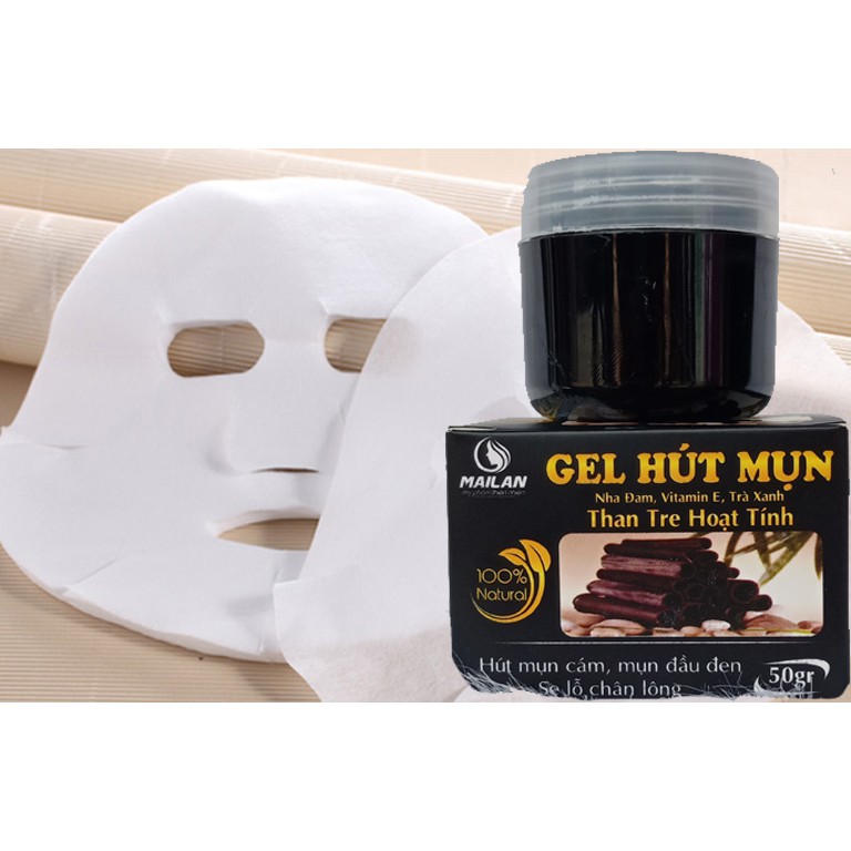 Gel Lột Mụn Than Tre Hoạt Tính 50g - Tặng 5 Giấy Mặt Nạ Lột Mụn