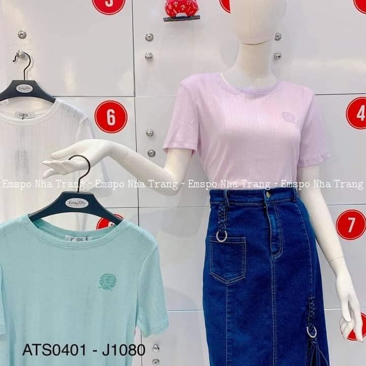Áo thun cổ tròn, ngắn tay, thêu logo ở ngực Emspo ATS0401 (Trắng, Xanh, Tím)