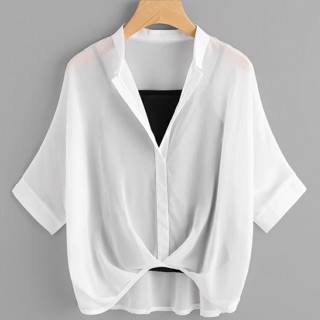 Set áo sơ mi xuyên thấu + áo 2 dây