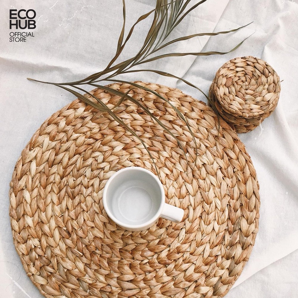 Lót Lục Bình, Lót Cói ECOHUB, dùng lót đĩa / decor trang trí trong nhà (Size 30, 38, 40cm) | EH036 (Place mat)