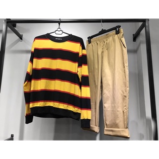 SET ÁO SWEATER SỌC VÀNG ĐEN + QUẦN BASIC PANTS