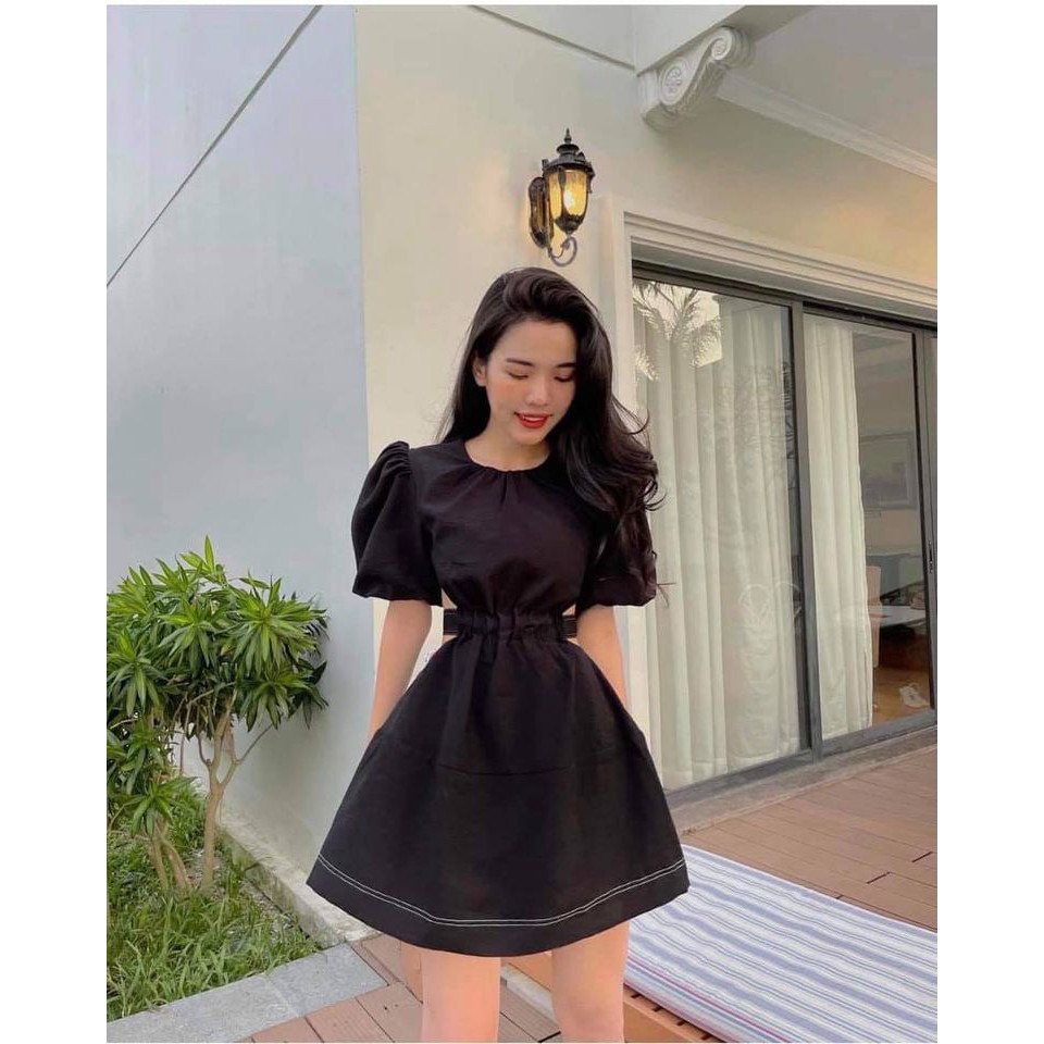 ĐẦM ĐEN CUT OUT CỘT NƠ LƯNG XINH XẮN - ANNA DRESS