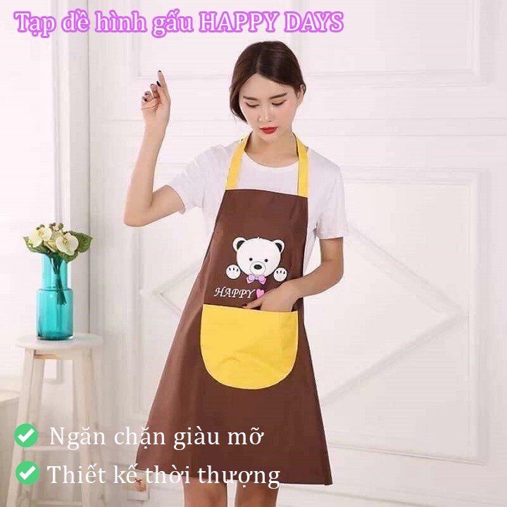 Tạp dề nấu ăn hình gấu chống dầu mỡ HAPPY DAYS taphoacauvong90