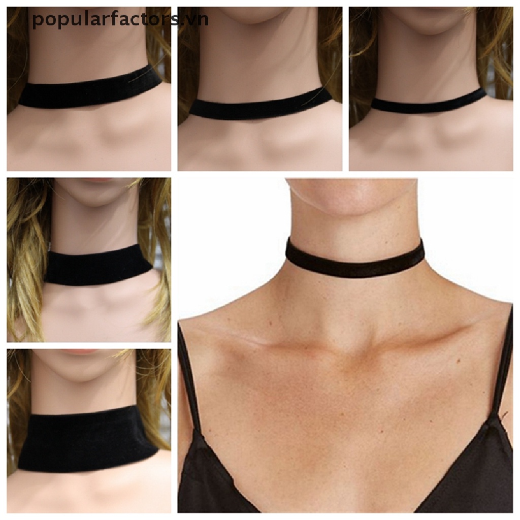 Vòng cổ choker nhung màu đen làm bằng tay phong cách gothic cổ điển