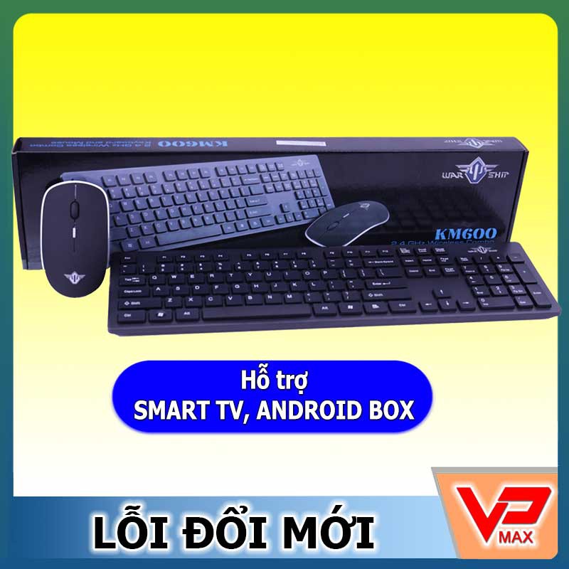V2 - Bàn phím chuột không dây Warship KM600 cho Smart TV Máy tính đầu Android
