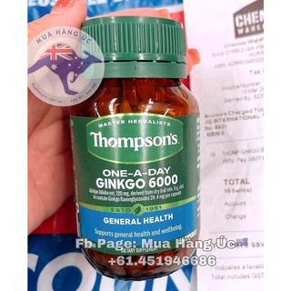 Bổ não hàm lượng cao Thompson's Ginkgo 6000mg 60 viên
