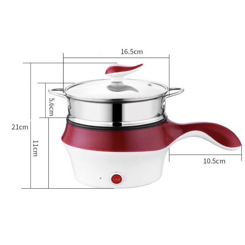 Nồi Điện Mini 2 Tầng Đa Năng Kèm Khay Hấp Tiện Lợi