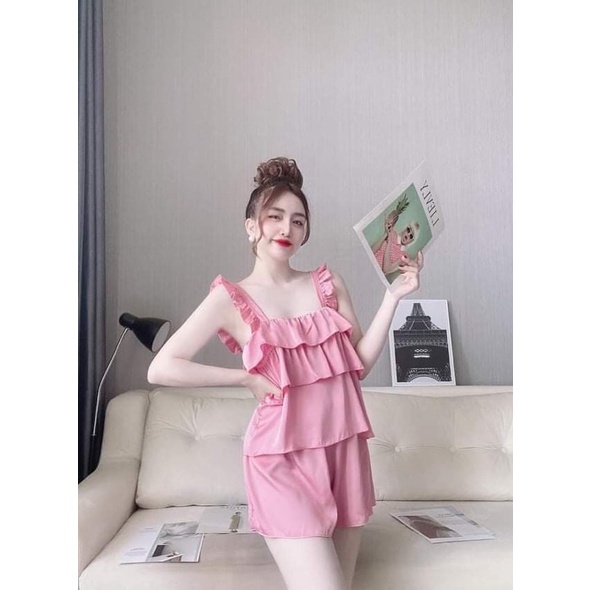 ❌SATIN❌Đồ bộ hai dây , đồ bộ đùi mặc nhà chipchip90 M0030