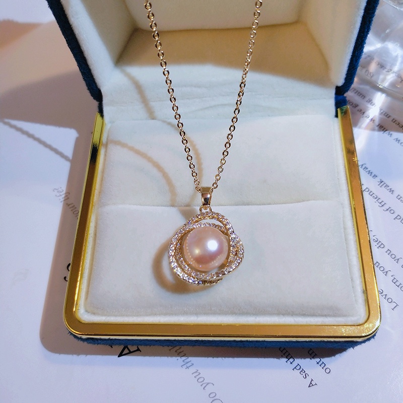 Dây chuyền JIUDUOLAN bằng thép titan đính đá ngọc trai tinh tế thời trang cho nữ