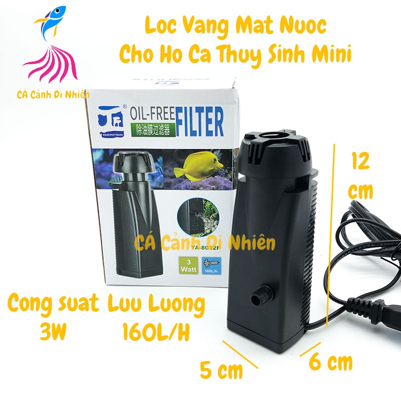 Lọc váng mặt nước 3W cho hồ cá thủy sinh mini YA-8032F - Lọc mặt hồ cá YA 8032F