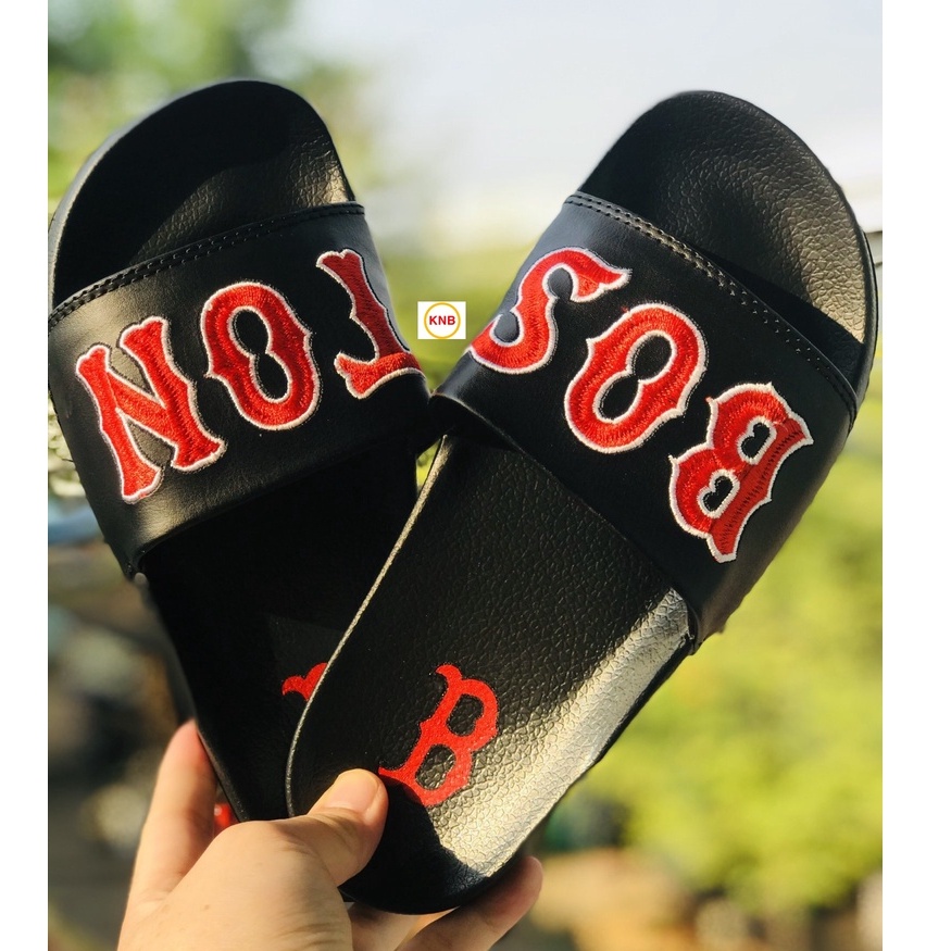 Dép unisex 𝐌𝐋𝐁 𝐁𝐎𝐒𝐓𝐎𝐍 ❤️FREESHIP + Hộp❤️ dép quai ngang nam nữ, dép mlb quai ngang thể thao nam nữ chữ thêu nhiều màu
