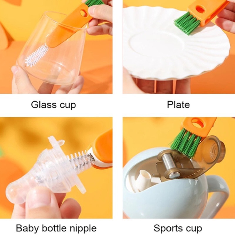 Chổi cọ vệ sinh bình tập uống cho cho bé đa năng hình cọ cà rốt xinh xắn