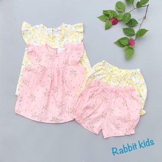 Bộ Cánh Tiên Bé Gái Hàng Thiết Kế Cao Cấp💝FREESHIP💝Rabbit Kids- Set Đồ Bộ Hè Babydoll Cho Bé 10 - 20kg Hoạ Tiết Hoa Nhí