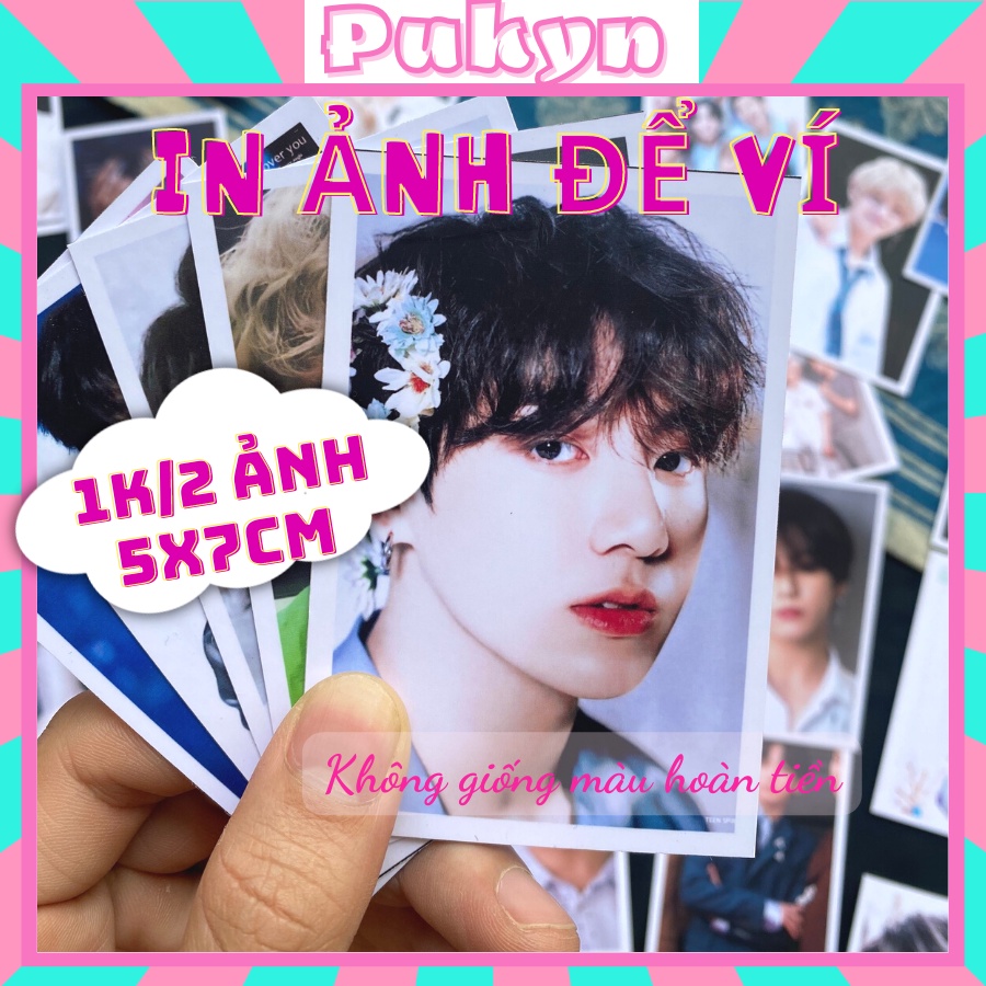 In ảnh theo yêu cầu để ví để bóp album cầm tay KT 5x7 cm ép plastic 2 mặt Pukyn AV01