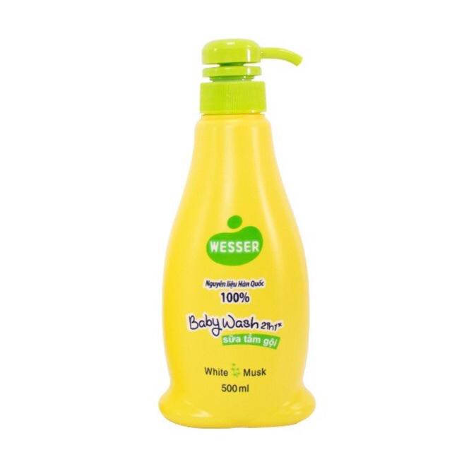 Sữa tắm gội Wesser 2 in 1 500ml (cam-xanh lá-hồng)..