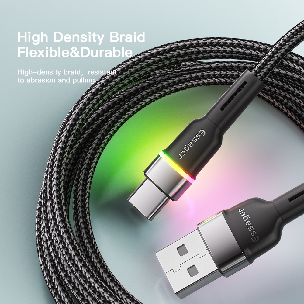 Dây cáp sạc nhanh Essager USB Type C 3A chất lượng cao cho điện thoại Xiaomi Redmi Mate Samsung