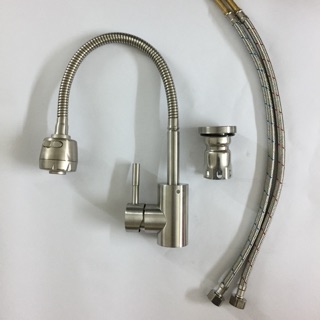 Vòi Rửa Bát Nóng Lạnh Inox304 Cần Mềm(BH 36 T)