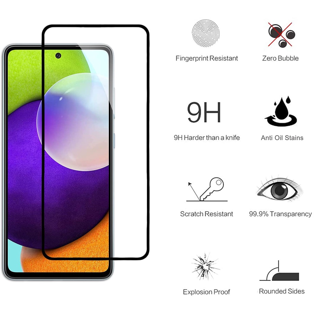 Set 2 Kính Cường Lực Toàn Màn Hình Cho Samsung Galaxy A53 5G A13 A23 A33 A73 M23 M33 M53 5G