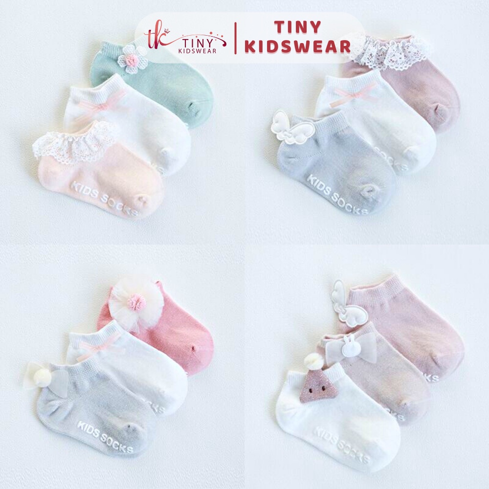 Set 3 Đôi Tất Cho Bé Gái, Vớ Cho Bé Gái Sơ Sinh Đến 1 Tuổi [T12]