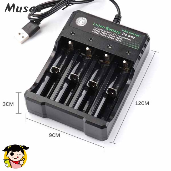 Muse07 Bộ sạc pin Li-ion cổng USB nhỏ gọn 7V 18650 18350 16340 14500