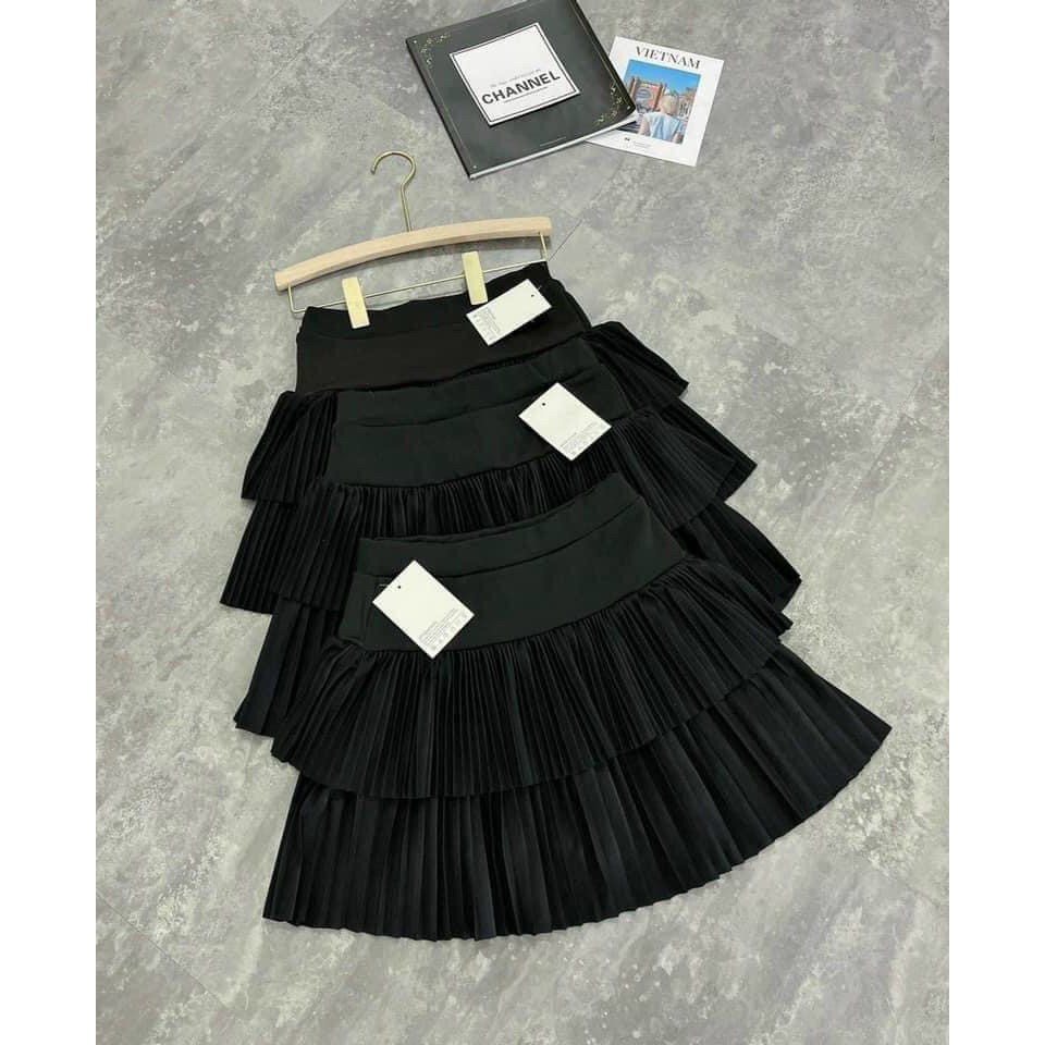 Chân váy 2 tầng dập ly nhí lưng thun bản cực xinh  , chất thun tuyết mềm mịn