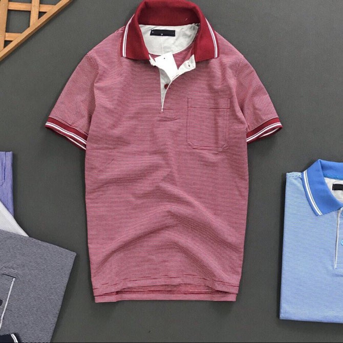 Áo thun nam có cổ phối túi kẻ sọc cao cấp KENSTORE89 ATP025 | BigBuy360 - bigbuy360.vn