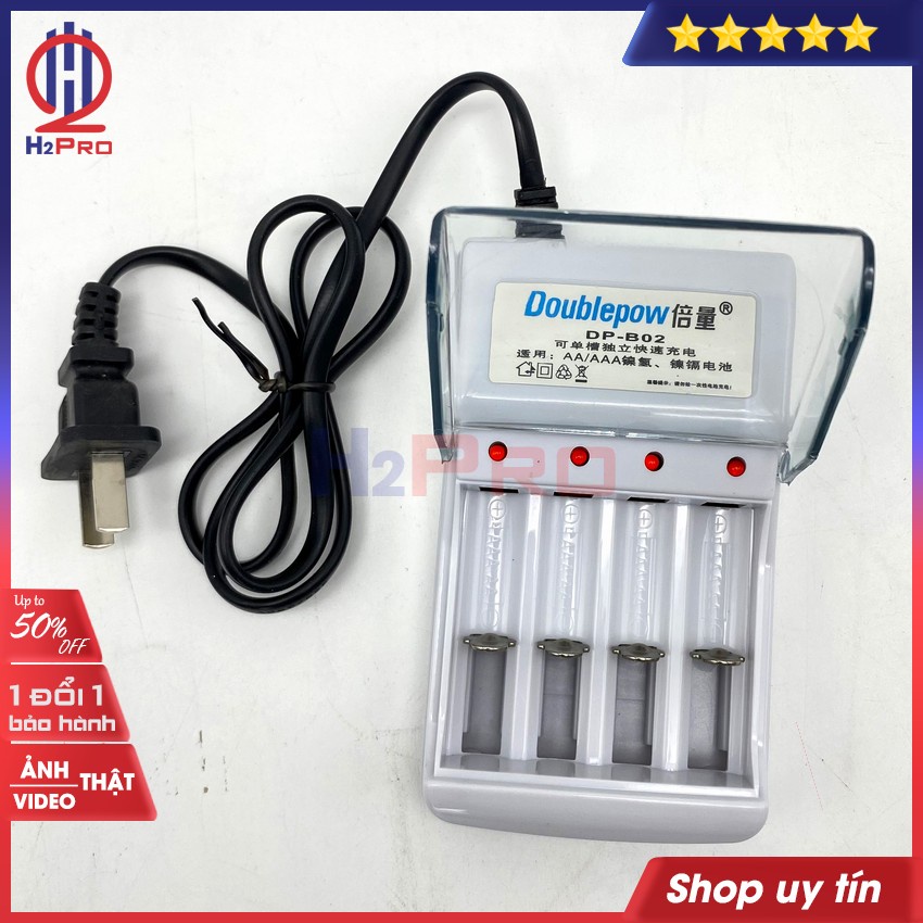 Máy sạc pin tiểu AA-pin đũa AAA H2pro DP-B02 đa năng-sạc 4 pin cùng lúc-có đèn báo, máy sạc pin AA-AAA hàng hãng giá rẻ