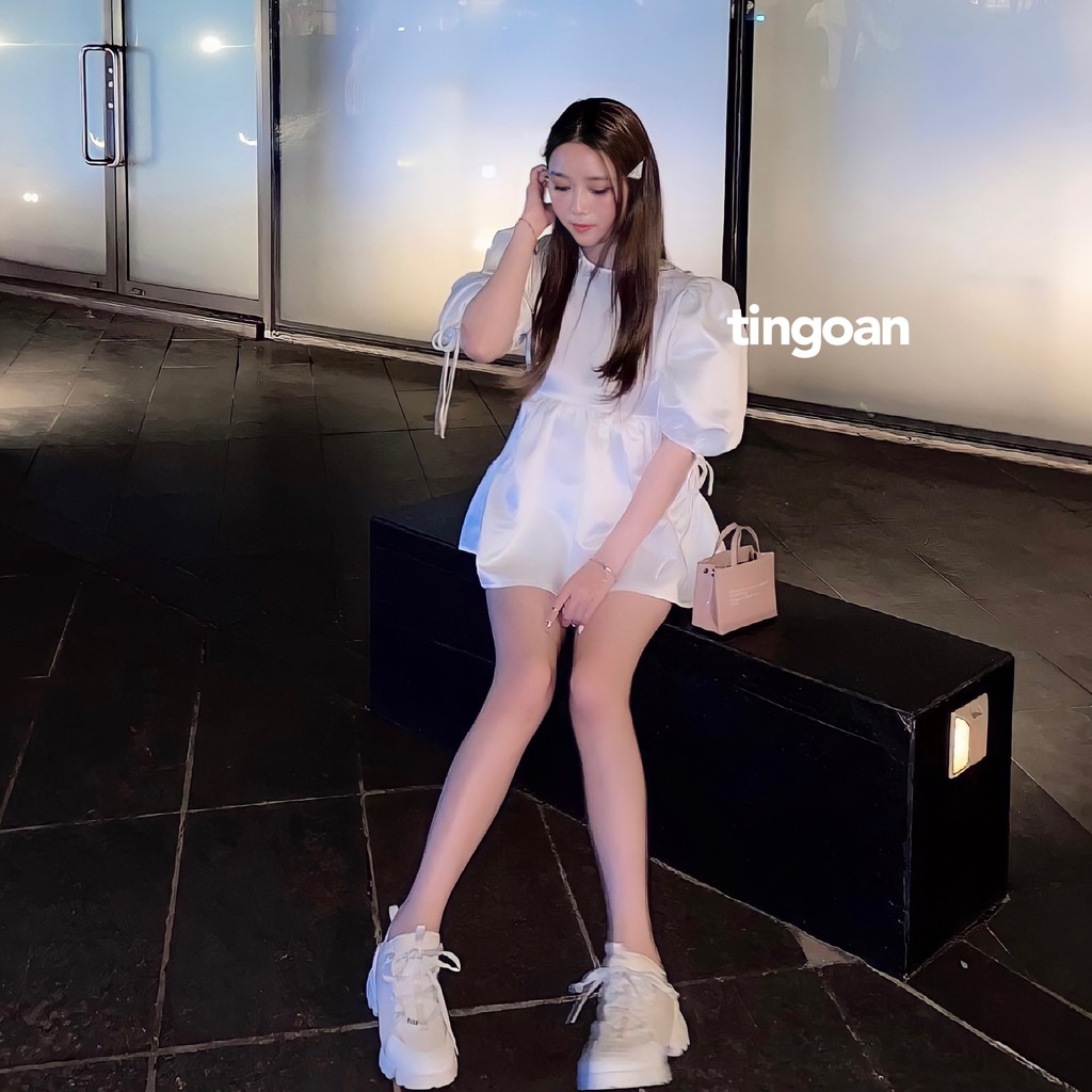 Áo babydoll tafta khoét lưng trắng tingoan CELINIE BLOUSE/WH | BigBuy360 - bigbuy360.vn