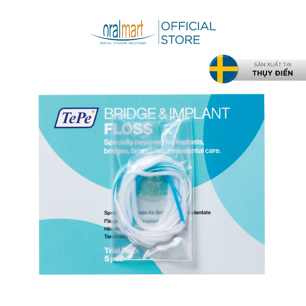 Chỉ nha khoa cho người chỉnh nha và răng implant Tepe Bridge Implant Floss (5 sợi)