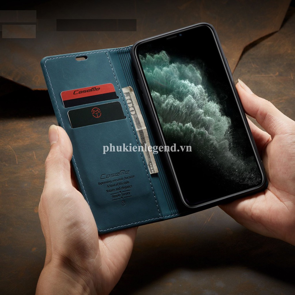 Bao da bò thật dạng ví chính hãng Caseme dành cho iPhone 12 Pro Max