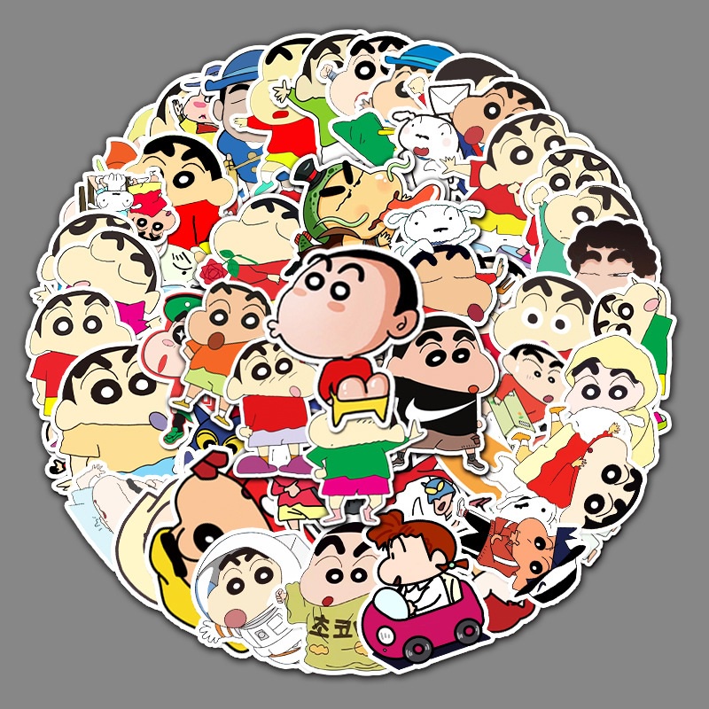 Combo 30 Sticker Chống Nước Decal Dán Điện Thoại Laptop Mũ Bảo Hiểm Vali Guitar Bình Nước [Shin Cậu Bé Bút Chì]