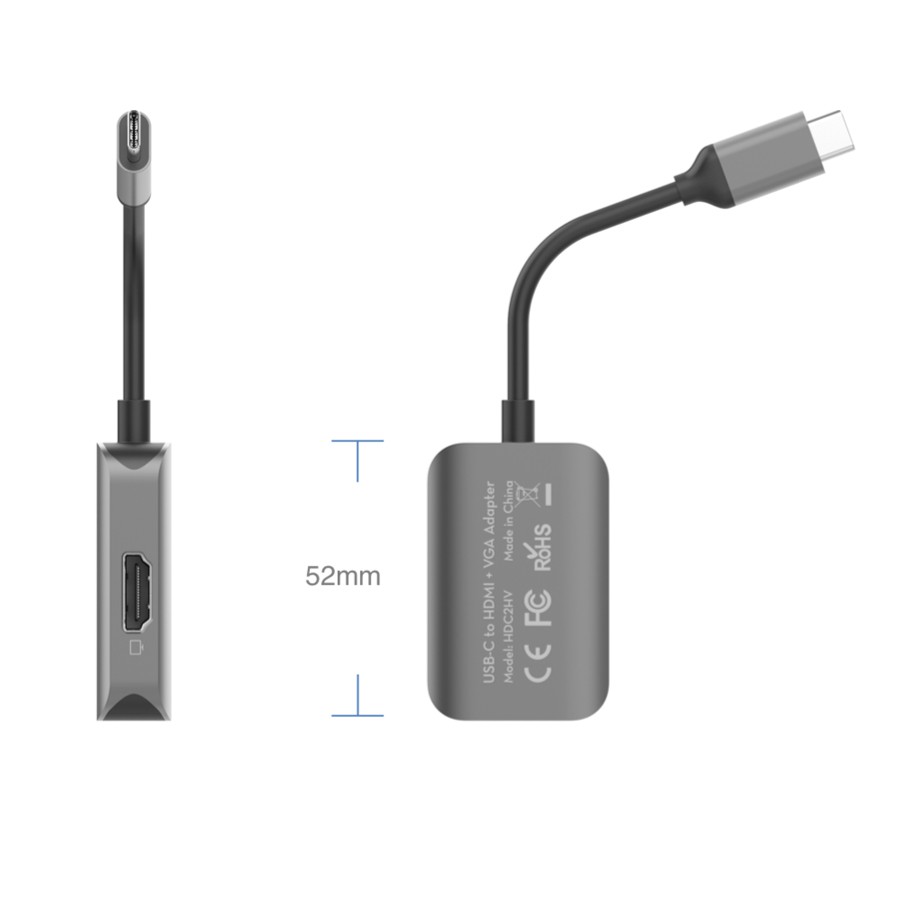 Cổng chuyển (HUB) HyperDrive HDMI/VGA 4K60HZ 2-IN-1 USB-C HUB - HD-C2HV-GR - Phân Phối Chính Hãng